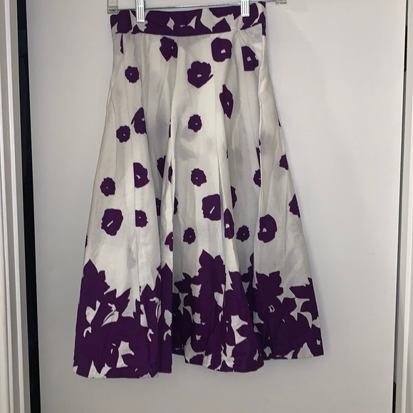 Francis + Benedict Dresses & Skirts - Francis + Benedict Midi Skirt African Wax Print Pleated White Purple Floral XS